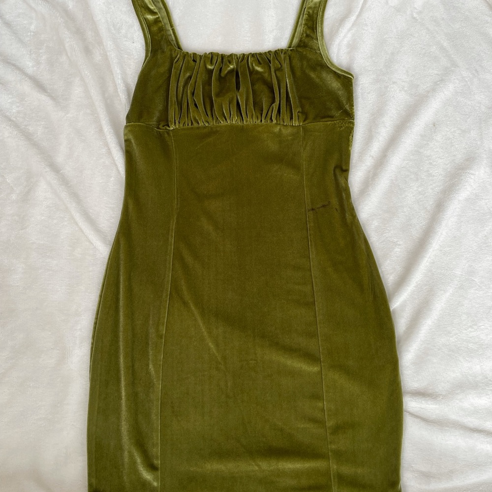 SHEIN moss green velvet mini dress